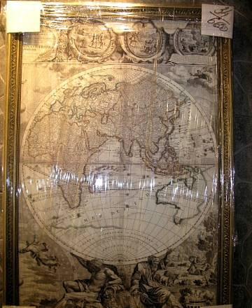 Постер на холсте "Карта мира 1708 г." в раме Москва