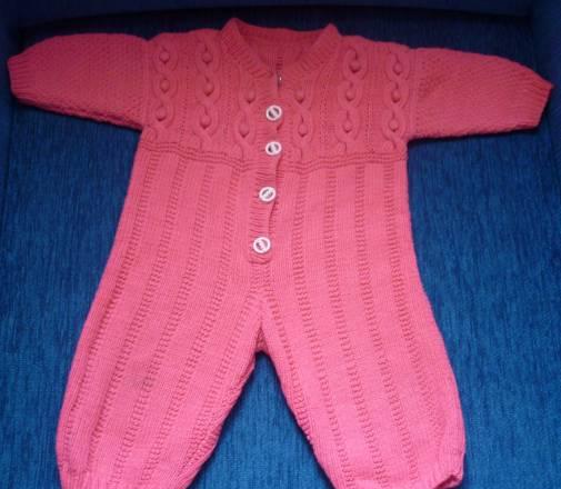 Вязаный розовый комбинезон для девочки. 86р-р Москва