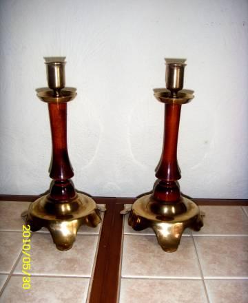 Подсвечники 2 шт (бронза+дерево).Высота-23 см Москва