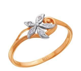 Кольцо ЦВЕТОК C ЦИРКОНАМИ. Золото Москва