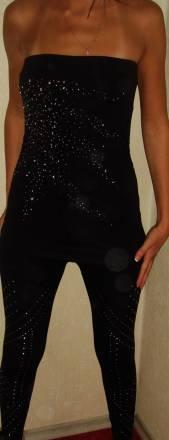 Комплект топик с лосинами в стразах новый Москва