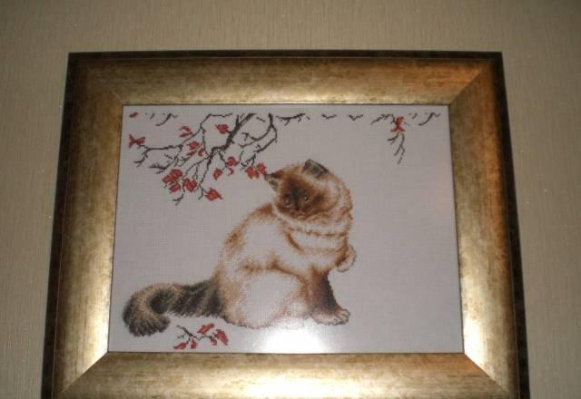 Вышитая картина(задумчивый кот) Москва