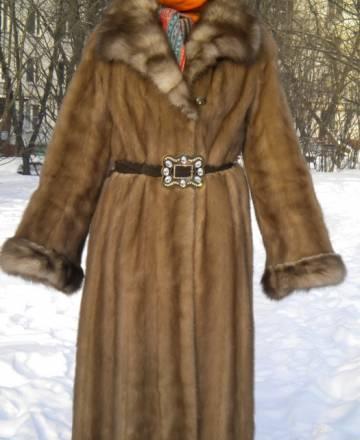 Шуба норковая цвет пастель с соболем Москва