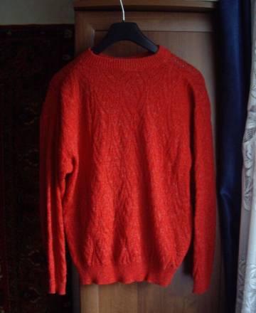 Красный свитер ажурной вязки, размер 48/50 Москва