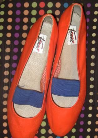 Оранжевые балетки, винтаж р.39,5, кожа Москва