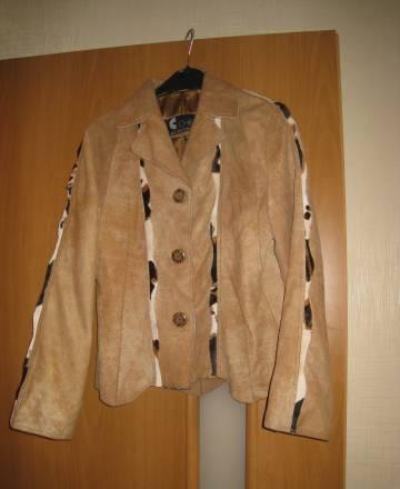 Кожаный пиджак с меховыми вставками Москва