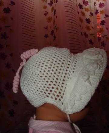 Эффектная шапочка-панамка-капор для новорождённой Москва