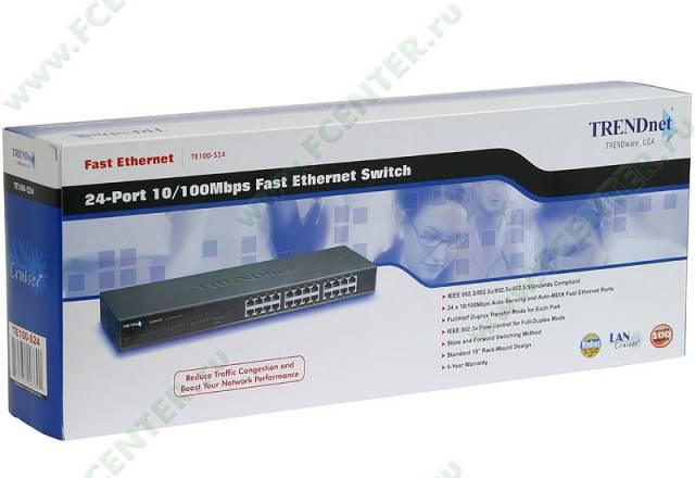 Swith 1U 19" RM trendnet "TE100-S24" Москва