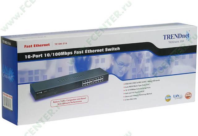 Swith "1U 19" RM trendnet "TE100-S16" Москва