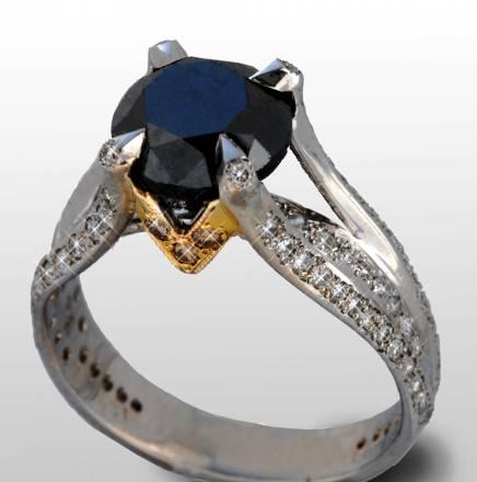 Кольцо с черным бриллиантом Москва