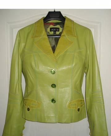 Куртка кожаная зеленая (пиджак) Москва