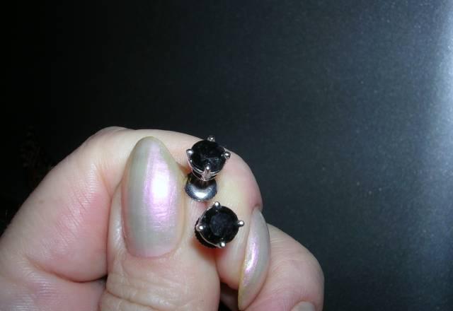 Серьги, золото, черн бриллианты 2 Кт Москва