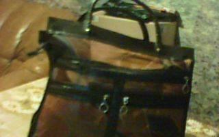 Сумка (портфель) из кусочков кожи коричневых тонов Москва