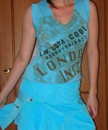 Юбка вельвет голубая+топ Москва