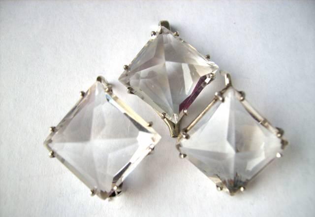 Серебряные серьги и кулон  с горным хрусталем Москва