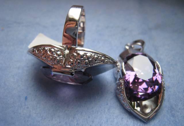 Новые кольцо и кулон из серебра с аметистом Москва