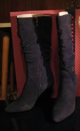 Обувь  сапоги р. 36,37 тёмно-серые, замшевые Москва