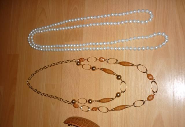 Бусы коричневые с золотистыми вставками, жемчужные Москва