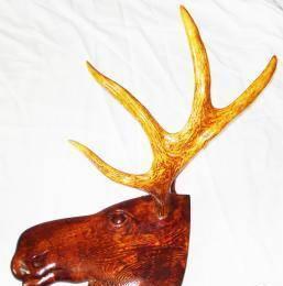 Рога лося настоящие - голова деревянная Москва