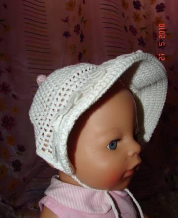 Эффектная шапочка-панамка-капор для новорождённой Москва