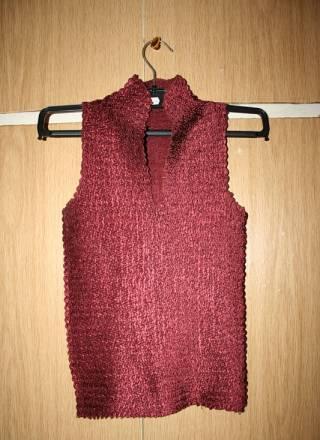 Бордовая майка-стрейч-гофре Москва