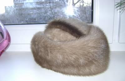 Норковая шляпка р56-57.Голубая норочка Москва