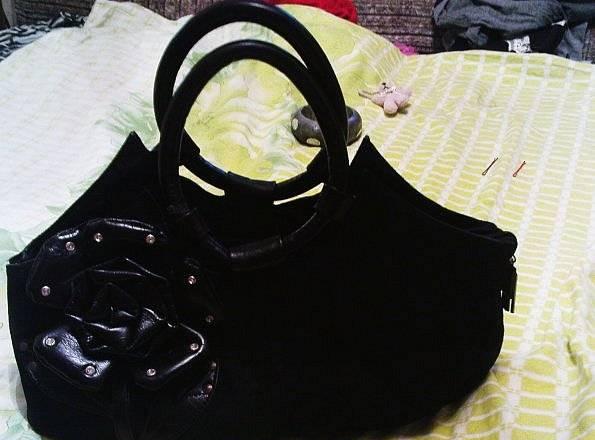 Сумка замшевая с кожаной розой Москва