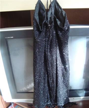 Коктельное черное платье все вышито бисером Москва