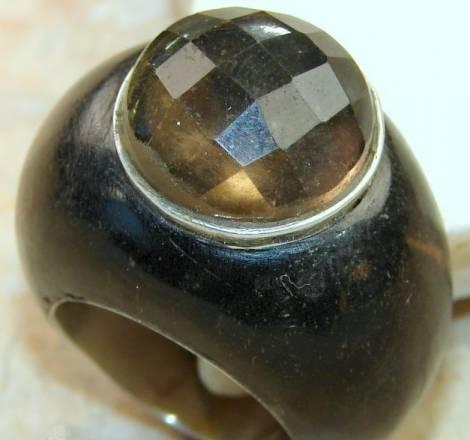 Кольцо - дерево, серебро, дымчатый топаз Москва