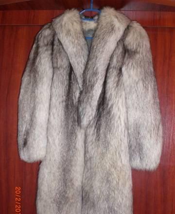 Шуба  из  песца  светло- серая  длинная Москва