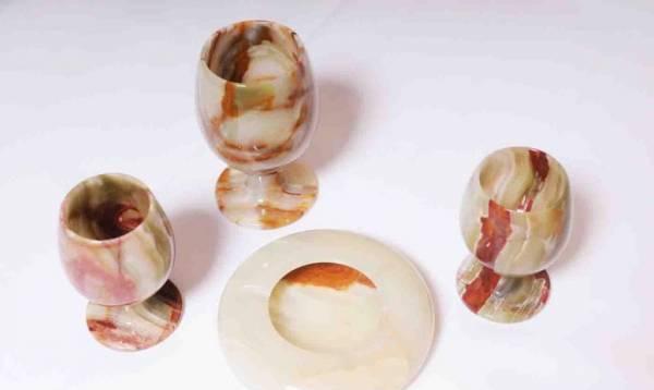 Пепельница и фужеры из Оникса  Москва