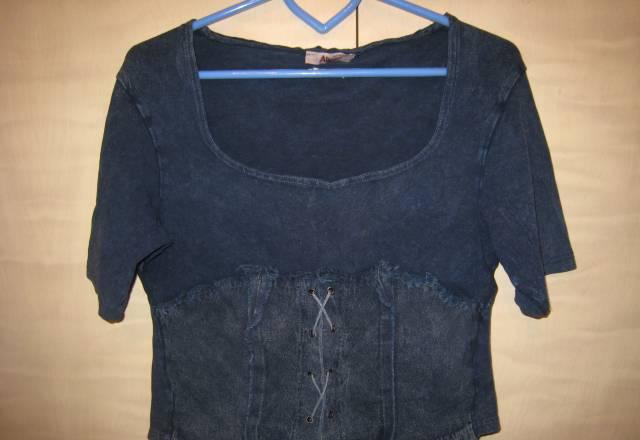 Синяя стрейтчевая кофточка под джинсу , б/у Москва