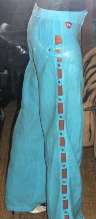 Льняные голубые брюки Misso с разрезами и люверсам Москва