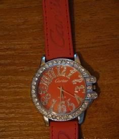 Часы Cartier (копия) со стразами, вторые оранжевые Москва