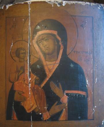 Икона божья матерь "Троеручица" 18-19век 25х31 Москва