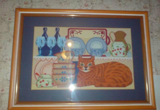 Вышитая картина "Кошка" Москва