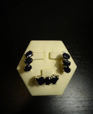 Комплект - серьги и кольцо с сапфирами Санкт-Петербург