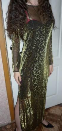 Шикарное черно-золотое двойное вечернее платье Москва