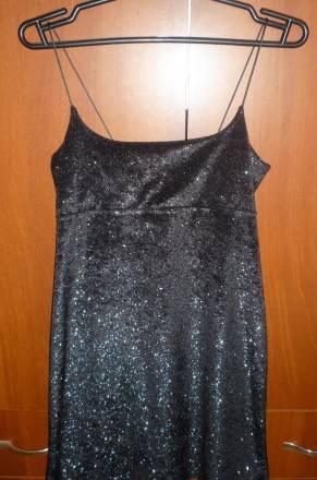 Черное коктейльное мини платье с люриксом Москва