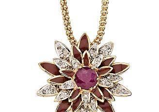 Серебряная подвеска-рубин,бриллианты+цепочка Москва