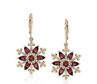 Серьги-18К золотое покрытие, гранаты,бриллианты Москва