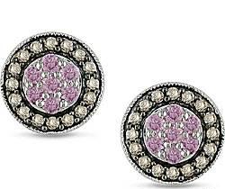 Золотые серьги-розовые сапфиры,бриллианты Москва