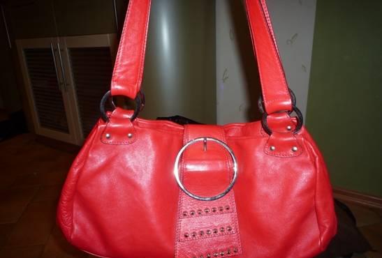 Красная сумка из натур кожи Москва