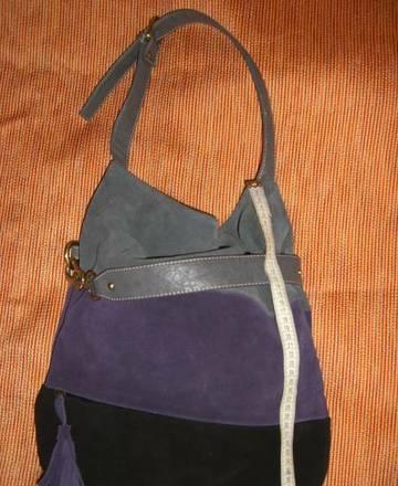 сумка натуральная замша серая фиолетовая черная с кисточкой  Москва