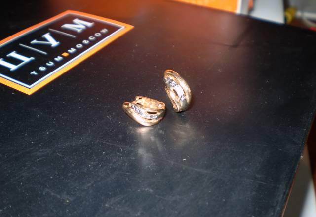 Серьги из белого и розовогого золота Москва