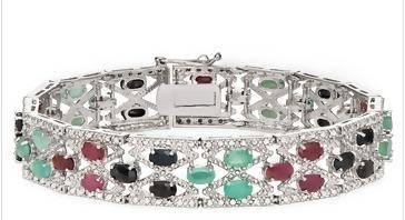 Серебряный браслет-сапфиры,рубины,изумруды Москва