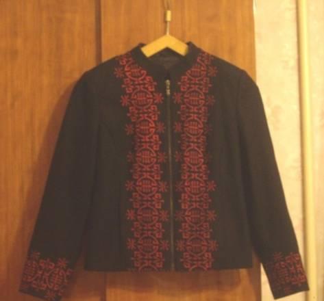Пиджак-куртка с вышивкой иероглифы, 44-46р-р Москва