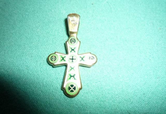 Крестик серебрянный с позолотой Москва