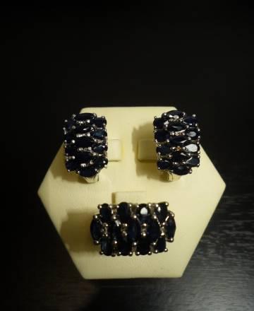 Комплект - серьги и кольцо с сапфирами Санкт-Петербург