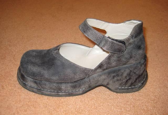 Туфли - ботинки из кожи серые Москва